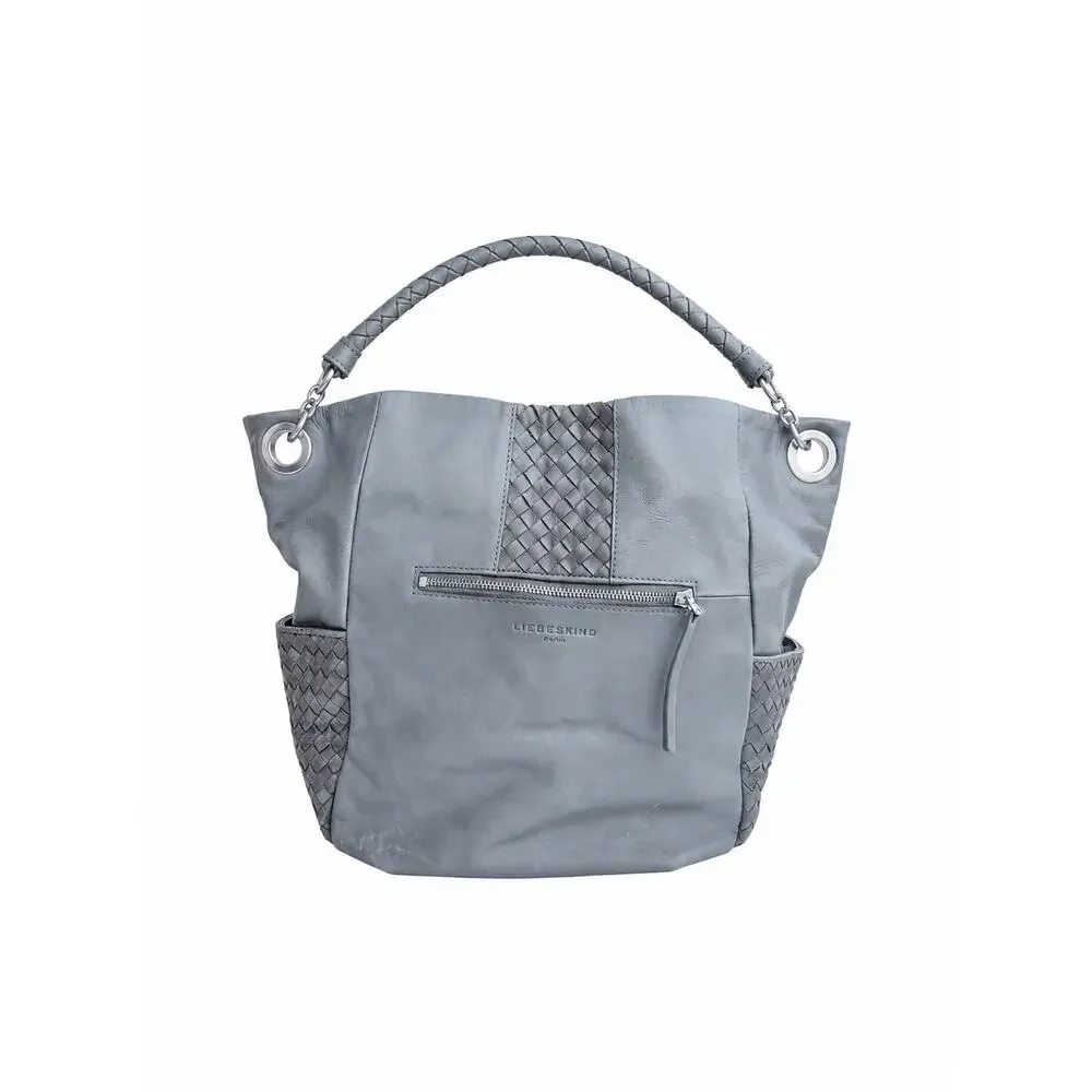 Liebeskind Berlin Jay Oversized Tumbled Leather Bucket Hobo Shoulder Bag Gray